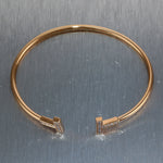 Tiffany & Co. 18k Rose Gold 0.22ctw Diamond Wire "T" Bangle Bracelet