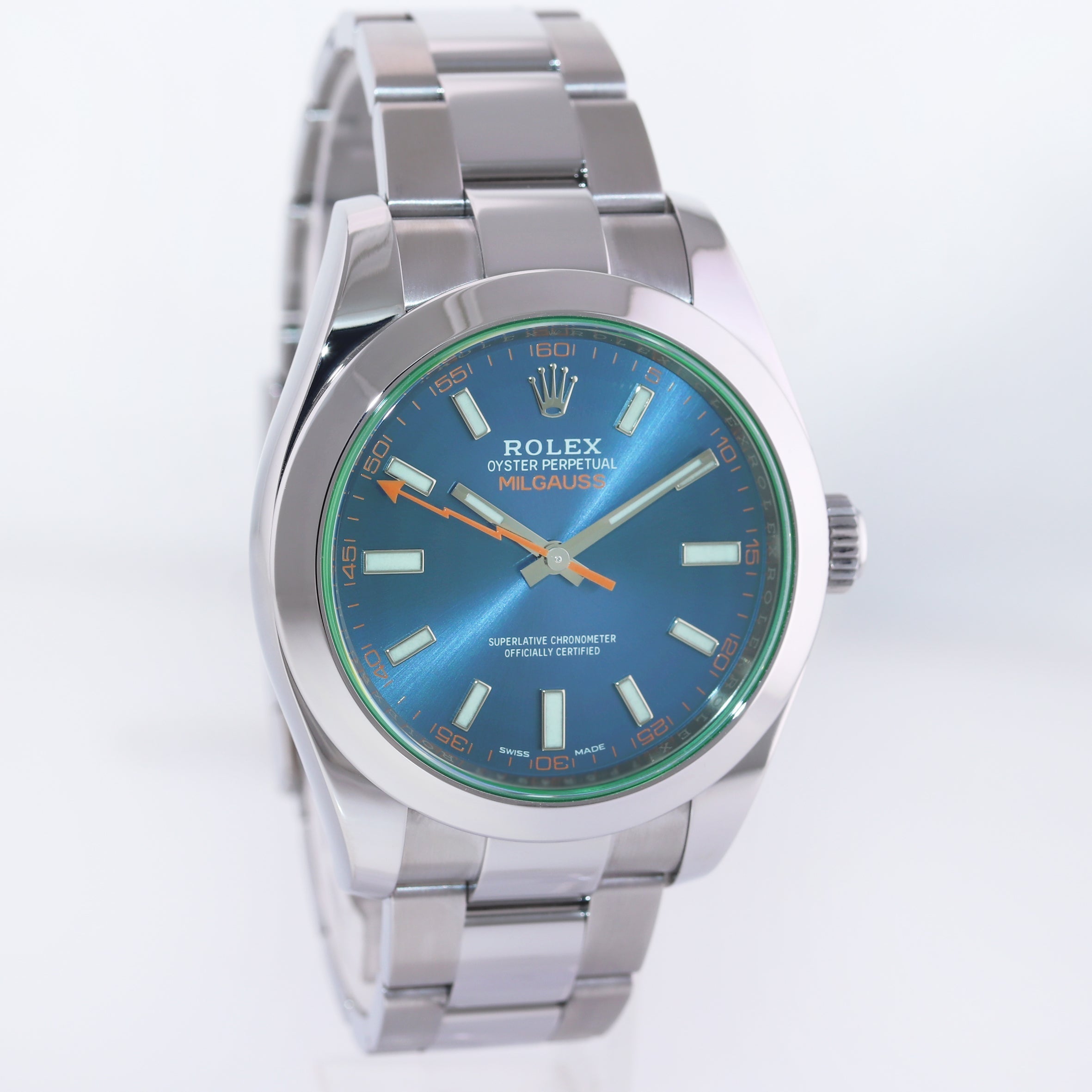 MINT 2018 PAPERS Rolex Milgauss Blue Dial Anniversary Green 116400GV Steel Watch Box