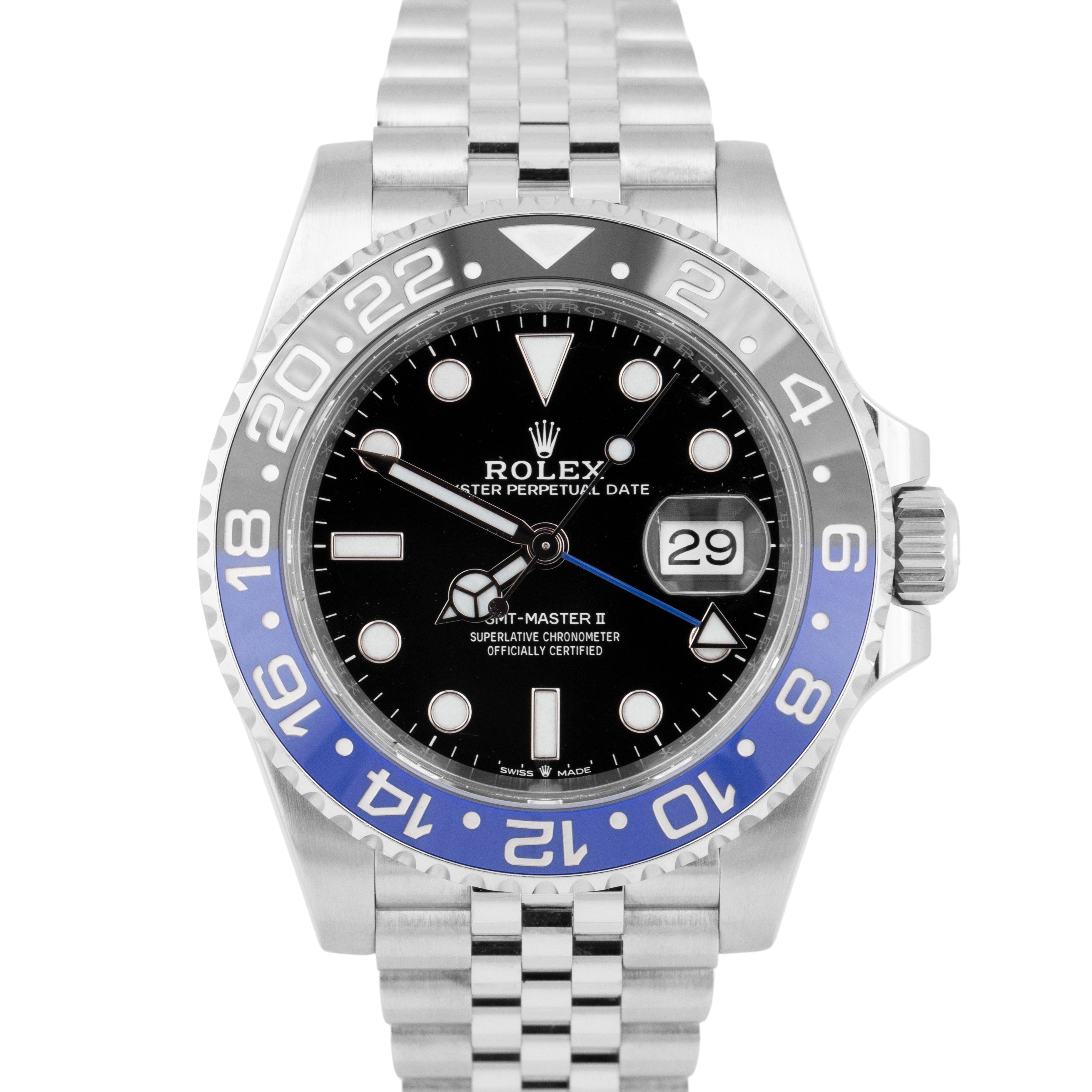 MINT 2023 Rolex GMT-Master II BATMAN Blue Jubilee Steel 40mm Watch  126710 BLNR