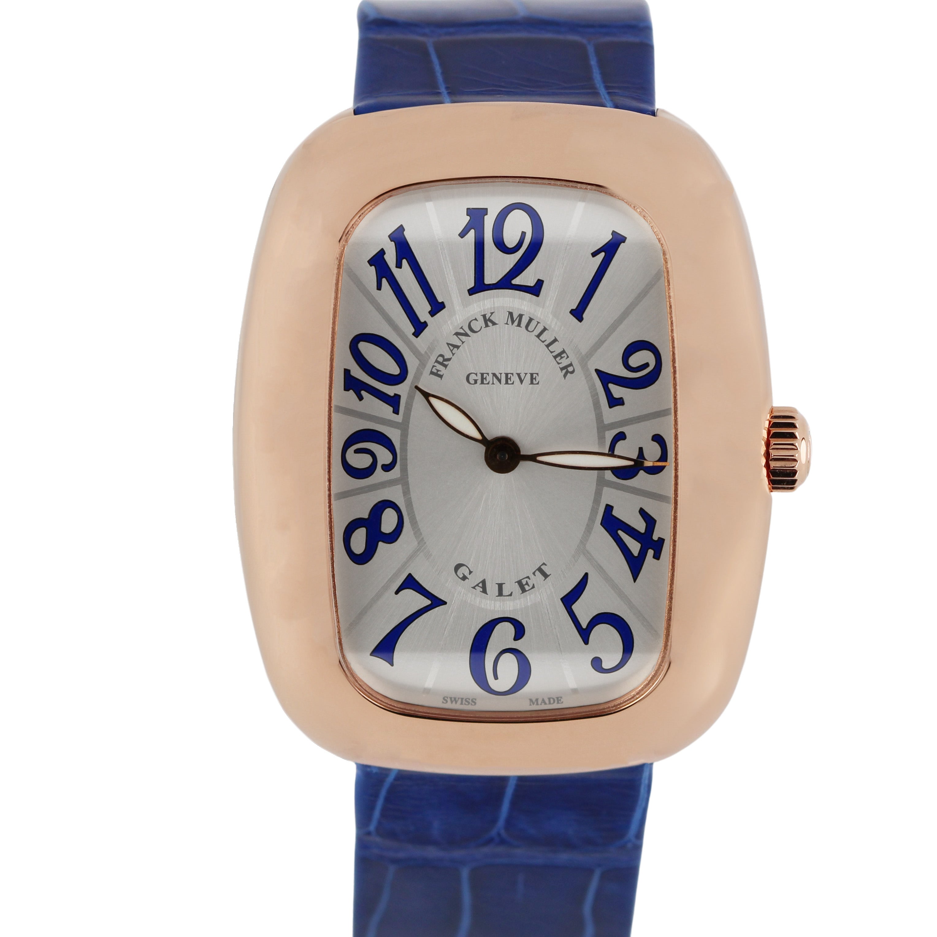 Franck Muller Galet 18k Rose Gold Silver 34mm Quartz 3002MQZVBU Leathe