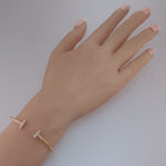 Tiffany & Co. 18k Rose Gold 0.22ctw Diamond Wire "T" Bangle Bracelet