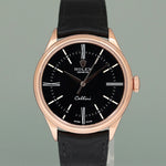 PAPERS Rolex Cellini Black Dial Rose Gold 39mm Leather 50505 Watch Box