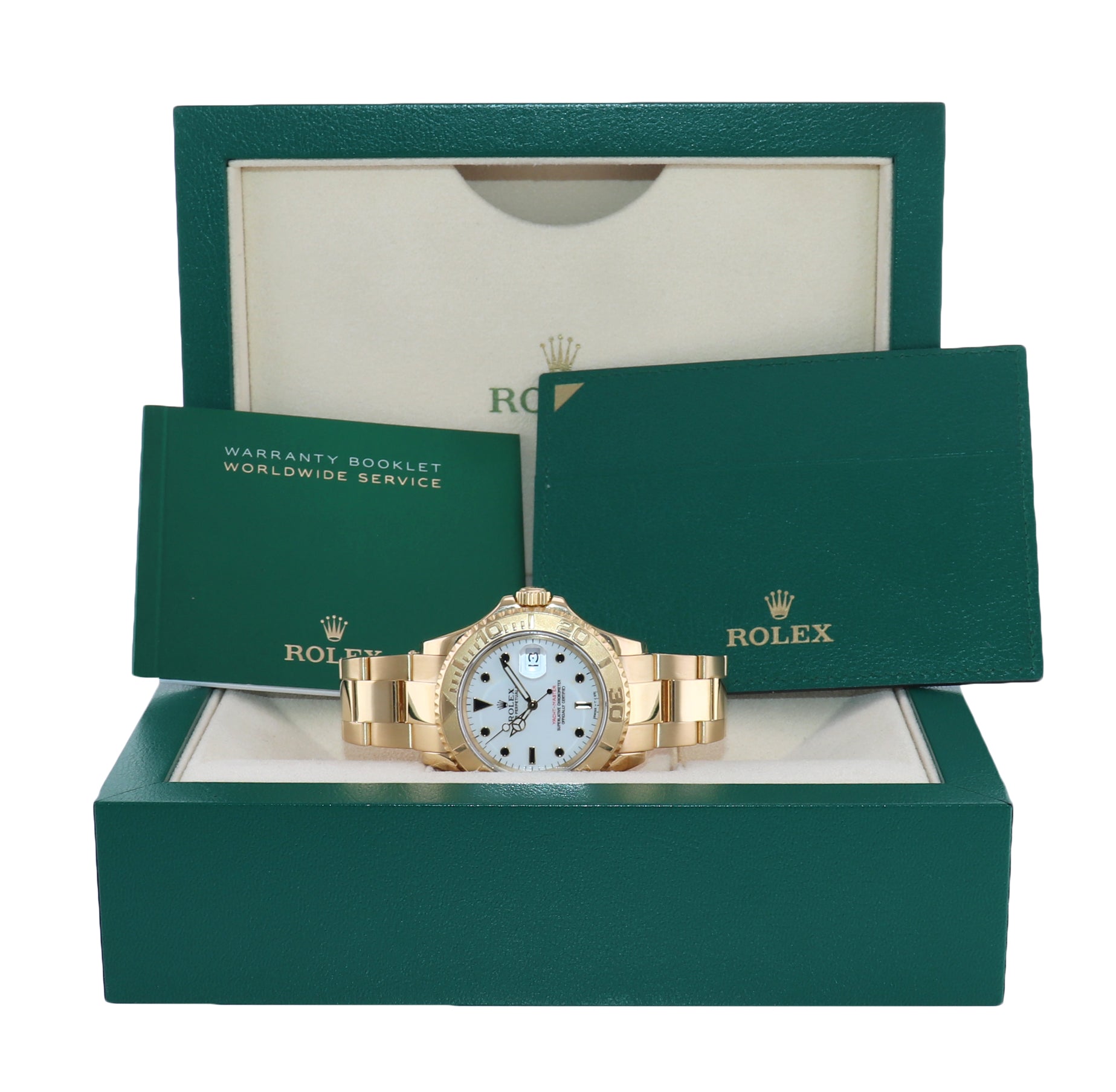 MINT Rolex Yacht-Master 18k Yellow Gold White Sapphire 40mm 16628 40mm Watch Box