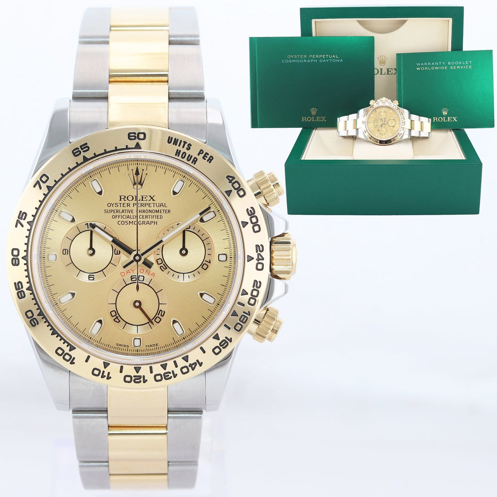 MINT 2021 Rolex Daytona 116503 Champagne Chronograph Two Tone Steel Gold Watch