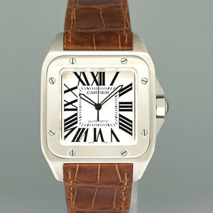 Papers Cartier Santos 100 XL Automatic Steel 2656 Roman Dial W20072X7