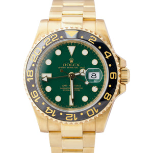 ORIGINAL GREEN DIAL Rolex GMT-Master II Ceramic PAPERS 18K Gold 40mm 116718 B+P