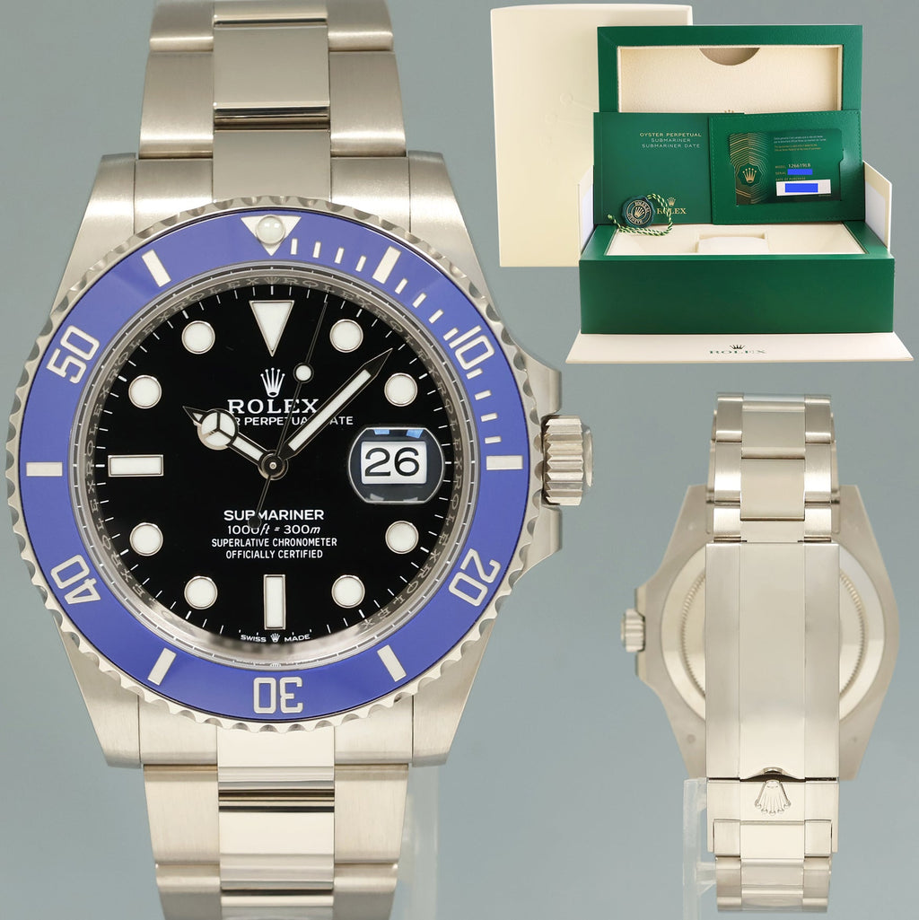 2020 NEW PAPERS Rolex Submariner Blue Smurf 126619 White Gold 41mm Watch Box