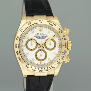 2008 MINT Rolex Daytona Cosmograph Champagne 116518 Yellow Gold Rubber Watch