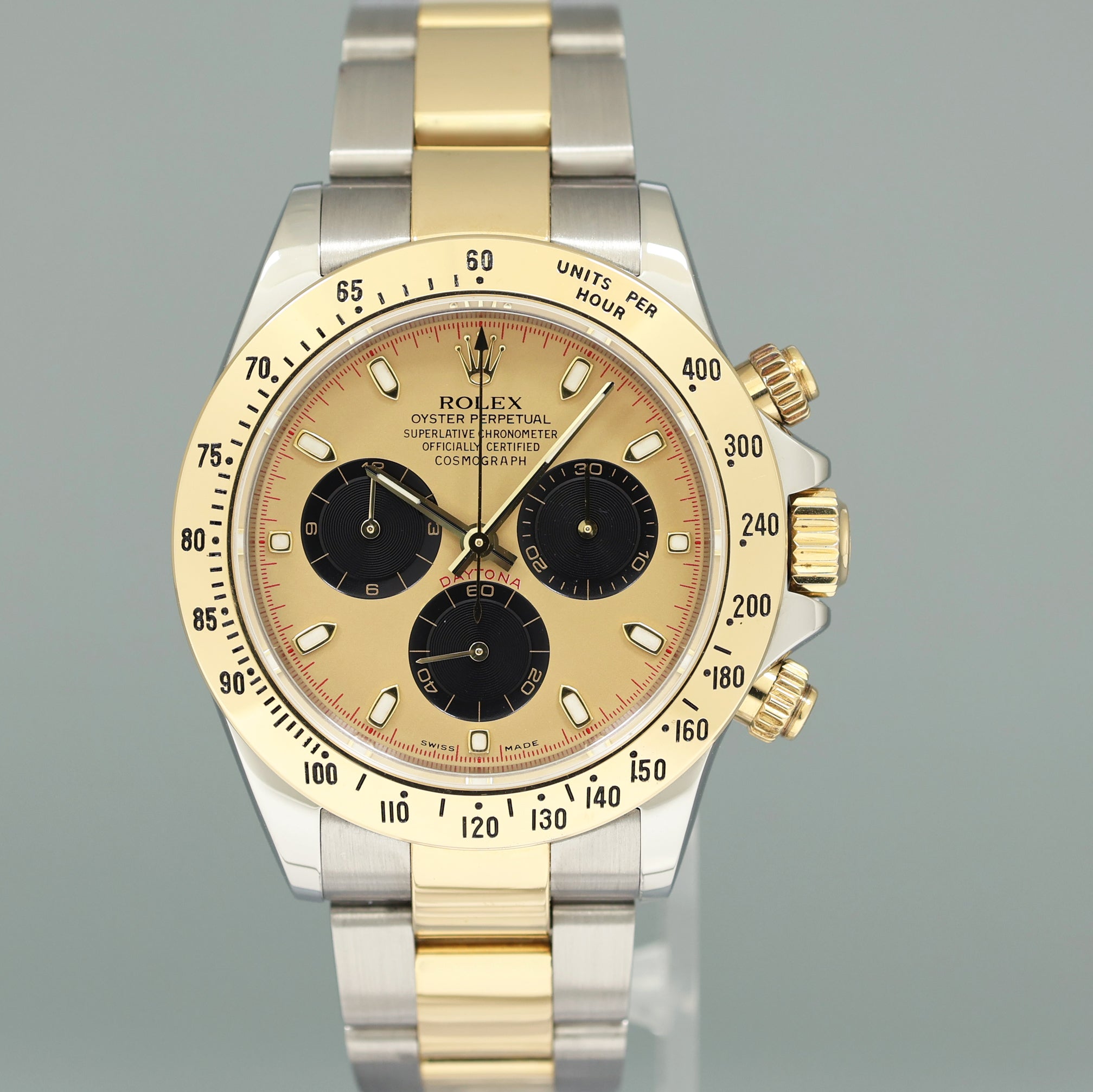 MINT Rolex Daytona 116523 Champagne Paul Newman Steel Yellow Gold Two Tone Watch