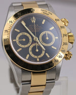 2000 Rolex Daytona Cosmograph ZENITH 40mm BLACK 18K Gold P-SERIAL Steel 16523