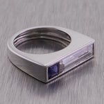 Gucci 18k White Gold Tanzanite & White Sapphire Ring