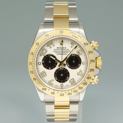 2013 PAPERS RSC Rolex Daytona 116523 White Panda Steel Yellow Gold Two Tone Watch