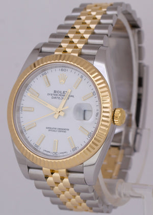 MINT PAPERS Rolex DateJust 41 WHITE 18K Gold Steel Fluted 41mm JUBILEE 126333