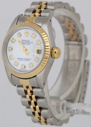 MINT Ladies Rolex DateJust MOTHER OF PEARL DIAMOND 18K Gold JUBILEE 26mm 69173