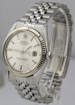Rolex DateJust 36mm SILVER PIE PAN Stainless Steel 18K Fluted JUBILEE 1601 BOX