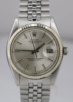 Rolex DateJust 36mm SILVER PIE PAN Stainless Steel 18K Fluted JUBILEE 1601 BOX