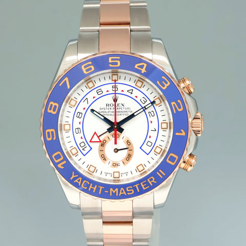 MINT Rolex Yacht-Master II 116681 Steel Everose Gold Blue hands 44mm Watch Box