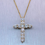 Modern 14k Yellow Gold 2.65ctw Diamond Cross 20" Necklace