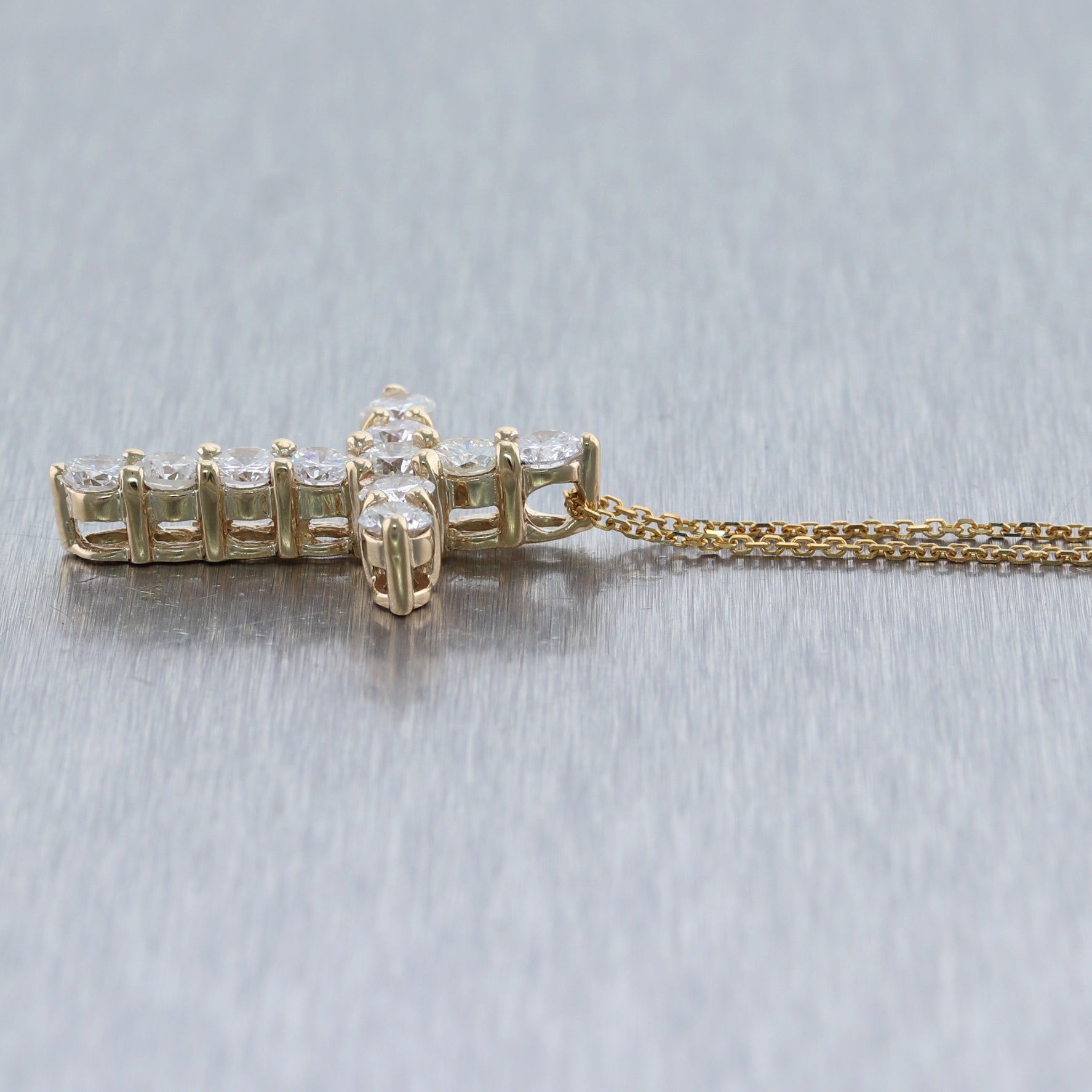 Modern 14k Yellow Gold 2.65ctw Diamond Cross 20" Necklace