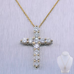 Modern 14k Yellow Gold 3.12ctw Diamond Cross 20" Necklace