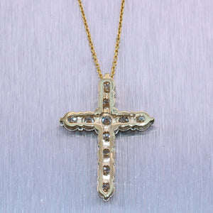 Modern 14k Yellow Gold 3.12ctw Diamond Cross 20" Necklace