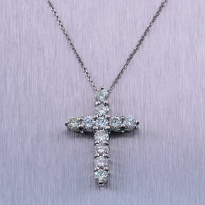 Modern 14k White Gold 2.65ctw Diamond Cross 20" Necklace