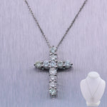 Modern 14k White Gold 2.65ctw Diamond Cross 20" Necklace