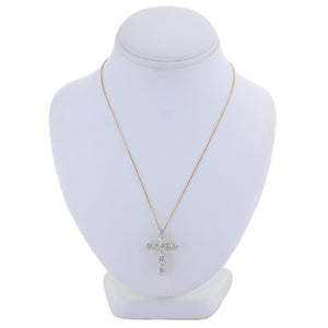 Modern 14k Yellow Gold 2.65ctw Diamond Cross 20" Necklace