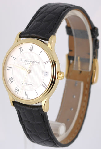 Baume & Mercier Classima 18k Yellow Gold Silver 33mm Black Leather 65636 Watch