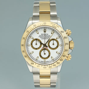 MINT Rolex Daytona 116523 White Dial Steel Yellow Gold Two Tone Watch Box