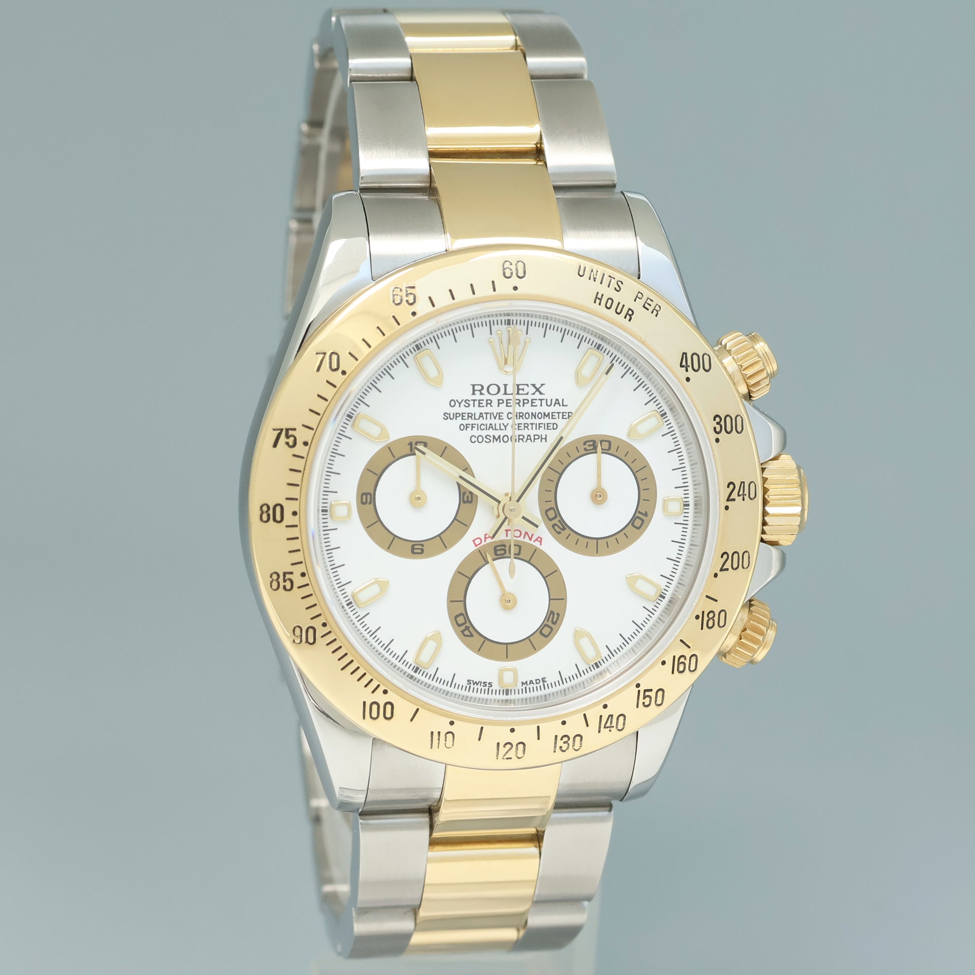 MINT Rolex Daytona 116523 White Dial Steel Yellow Gold Two Tone Watch Box