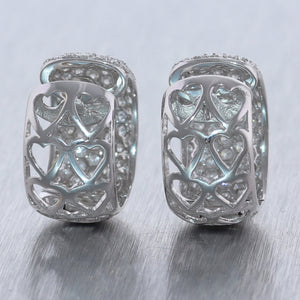 Modern 18k White Gold 2.90ctw Pave Diamond Huggie Earrings