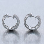 Modern 18k White Gold 2.90ctw Pave Diamond Huggie Earrings