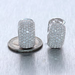 Modern 18k White Gold 2.90ctw Pave Diamond Huggie Earrings