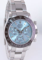 MINT 2018 PAPERS Rolex Daytona 116506 Platinum Glacier Blue Diamond Baguette Watch