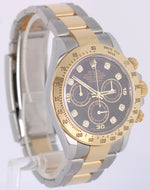 Rolex Daytona Cosmograph Two-Tone 18k Gold Steel Black DIAMOND 40mm 116523 Watch