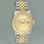 PAPERS Rolex DateJust 16233 Two Tone Yellow Gold Jubilee Champagne Tapestry Watch