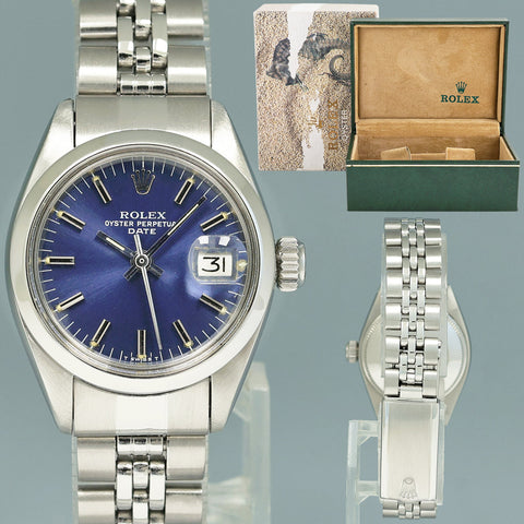 MINT Ladies Rolex DateJust 26mm 6917 Blue Dial 26mm Jubilee Steel Watch Box