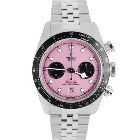 NEW STICKERED SEPT 2024 PAPERS Tudor Black Bay Chrono Steel PINK 41mm 79360N BOX