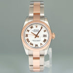 2015 MINT Ladies Rolex DateJust 179171 White Roman Two-Tone Rose Gold Oyster Watch