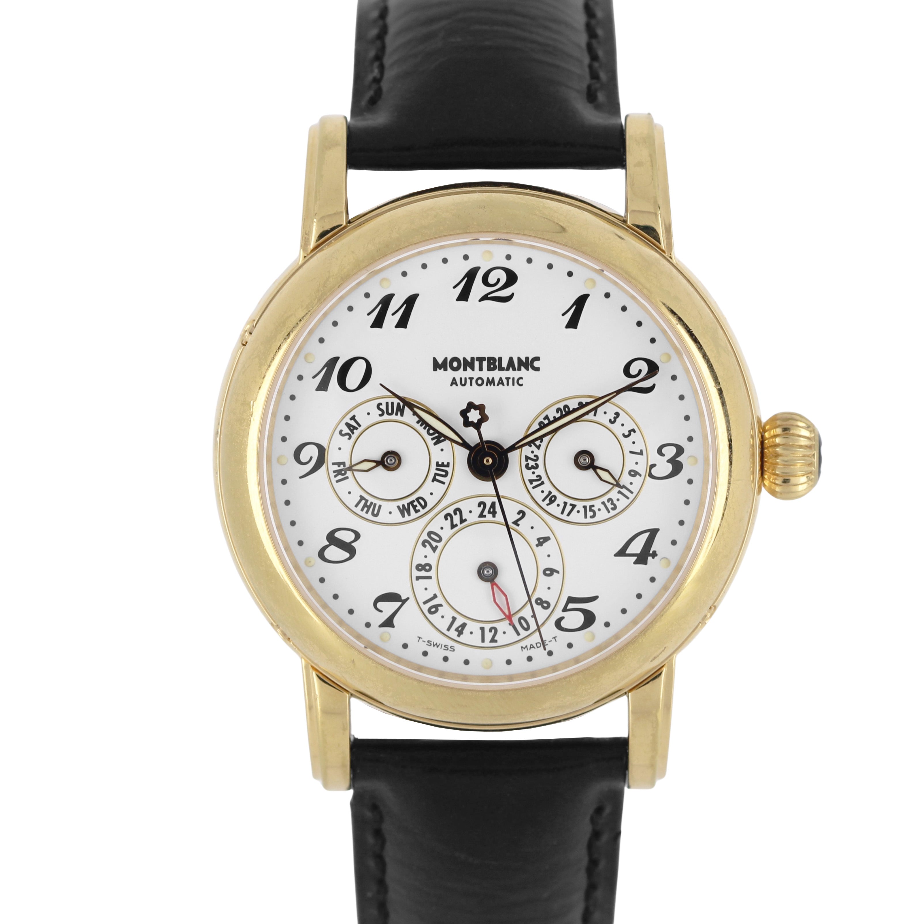 Montblanc Meisterstuck Dual Time Gold Plated Steel White 37mm 7014 Watch