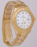 Rolex Yacht-Master 40mm WHITE 18K Yellow Gold NO-HOLES Oyster Watch 16628 BOX