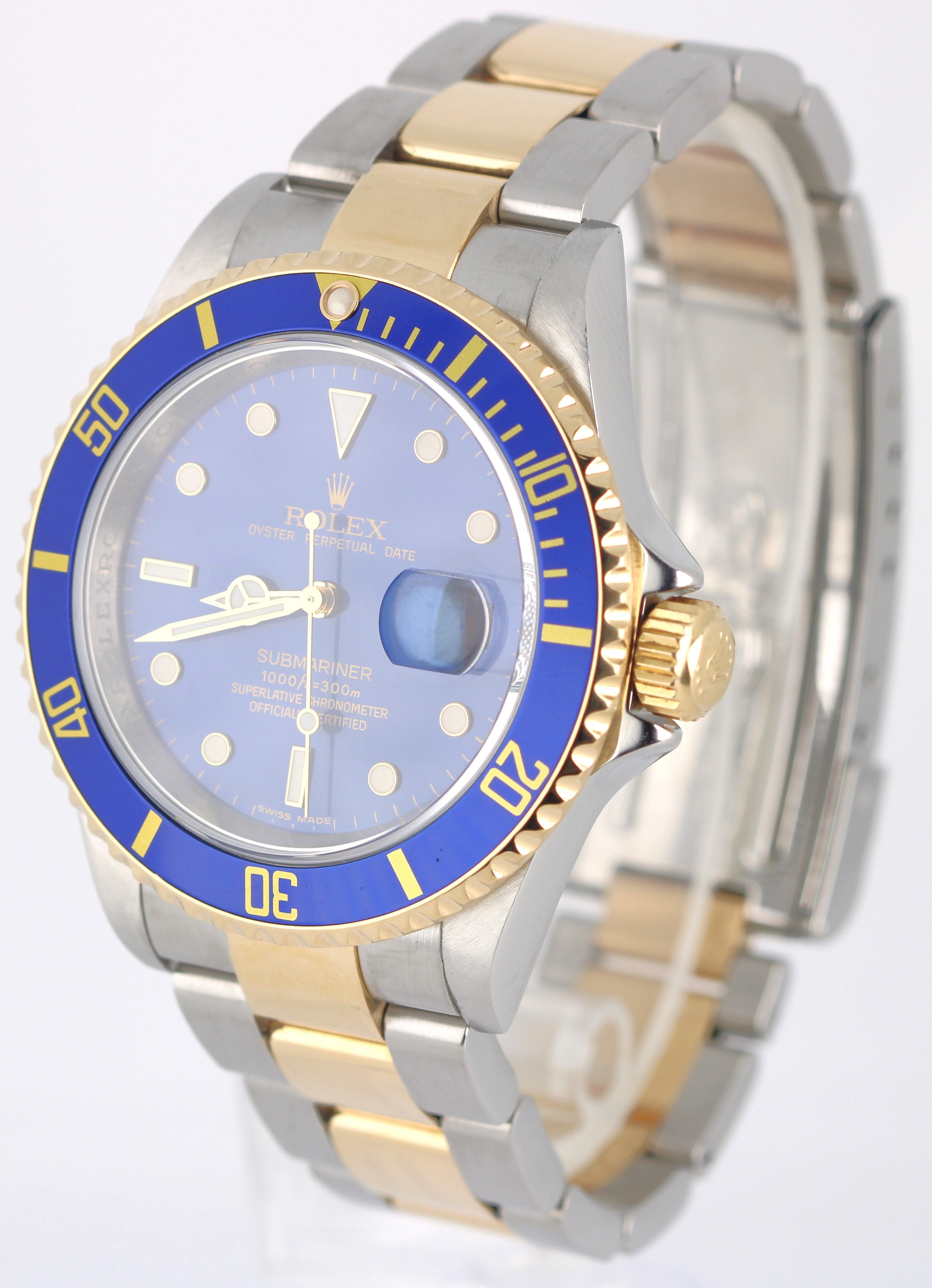 Rolex Submariner 16613 REHAUT Two-Tone 18K Gold & Stainless Steel Blue Dial