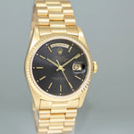 Rolex President 18238 Day Date 36mm Black Tapestry Double Quick Yellow Gold Watch