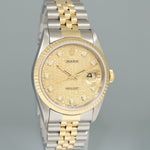 MINT Rolex DateJust 16233 Two Tone Yellow Gold Jubilee Champagne Diamond Watch