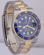 MINT Rolex Submariner Date Two-Tone BLUE 18K Yellow Gold Steel 40mm 116613 LB