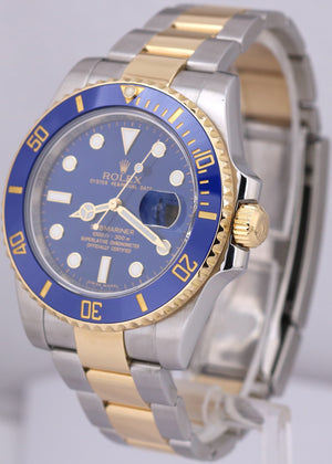 MINT Rolex Submariner Date Two-Tone BLUE 18K Yellow Gold Steel 40mm 116613 LB