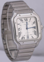 MINT Cartier Santos 39.8mm White Roman Automatic Stainless Steel 4072 WSSA0018