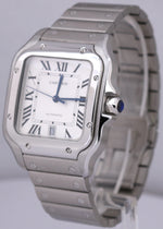 MINT Cartier Santos 39.8mm White Roman Automatic Stainless Steel 4072 WSSA0018