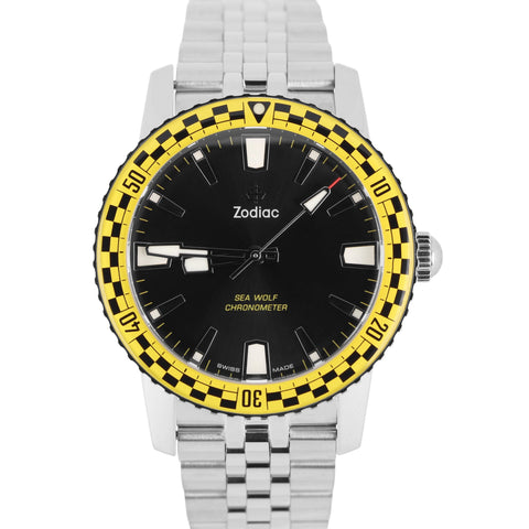 Zodiac Sea Wolf Rally Yellow Topper Limited Edition Black 40mm ZO9272 Watch